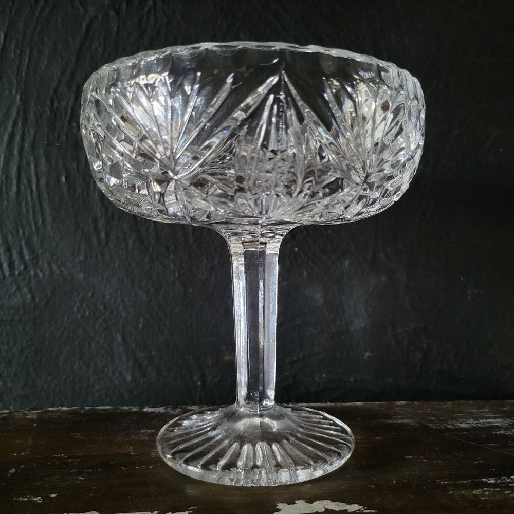 Vintage Clear Glass Pedestal Candy Dish Compote, Vintage Pedestal Bowl
